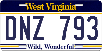 WV license plate DNZ793