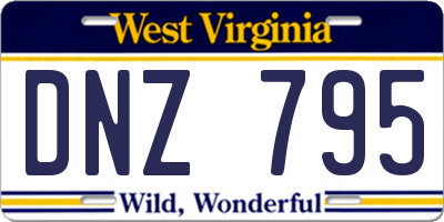 WV license plate DNZ795