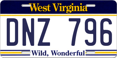 WV license plate DNZ796