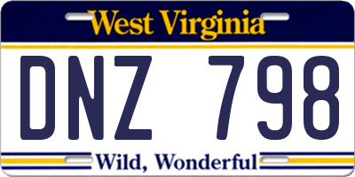 WV license plate DNZ798