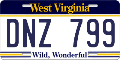 WV license plate DNZ799