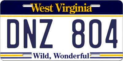 WV license plate DNZ804