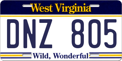 WV license plate DNZ805