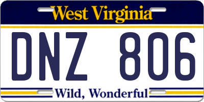 WV license plate DNZ806