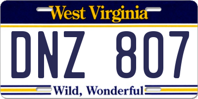 WV license plate DNZ807