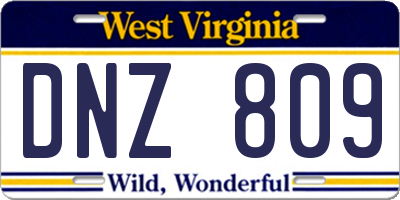 WV license plate DNZ809