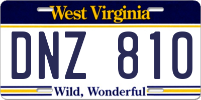 WV license plate DNZ810