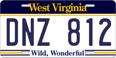 WV license plate DNZ812