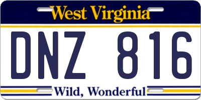 WV license plate DNZ816