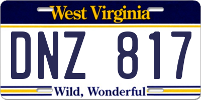 WV license plate DNZ817