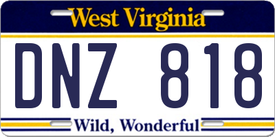 WV license plate DNZ818