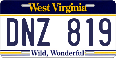 WV license plate DNZ819