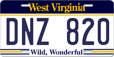 WV license plate DNZ820