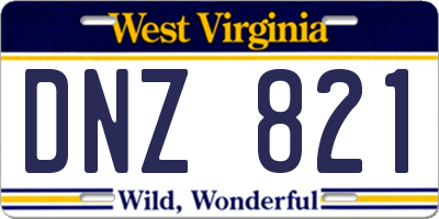 WV license plate DNZ821