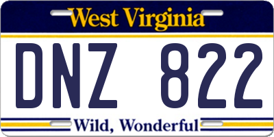 WV license plate DNZ822