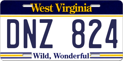 WV license plate DNZ824