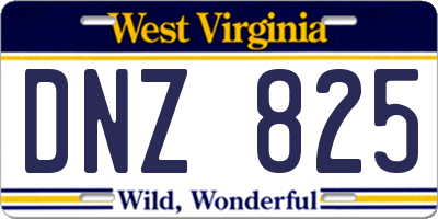 WV license plate DNZ825