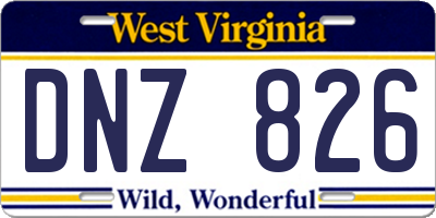 WV license plate DNZ826