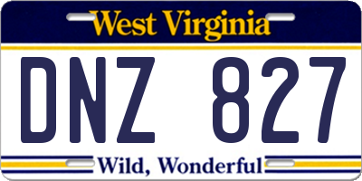 WV license plate DNZ827