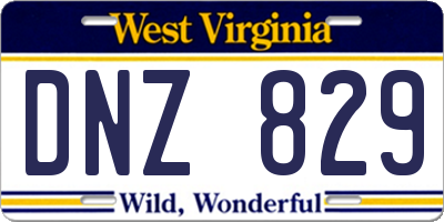WV license plate DNZ829