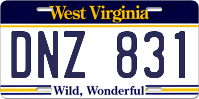WV license plate DNZ831