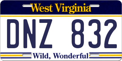 WV license plate DNZ832