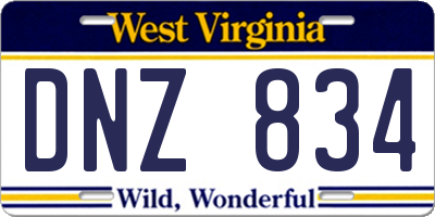 WV license plate DNZ834