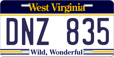 WV license plate DNZ835