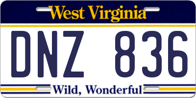 WV license plate DNZ836