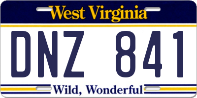 WV license plate DNZ841