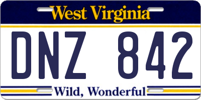 WV license plate DNZ842