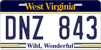 WV license plate DNZ843