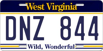 WV license plate DNZ844