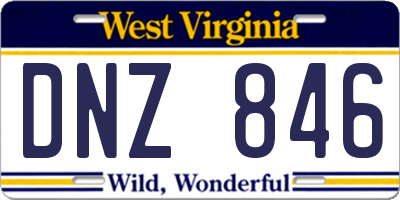 WV license plate DNZ846