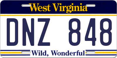 WV license plate DNZ848