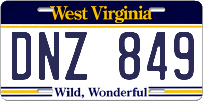 WV license plate DNZ849