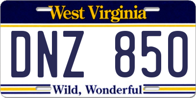 WV license plate DNZ850