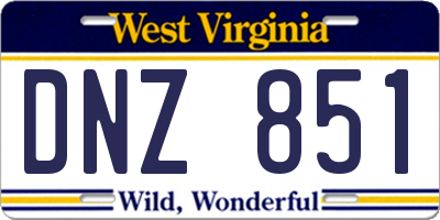WV license plate DNZ851