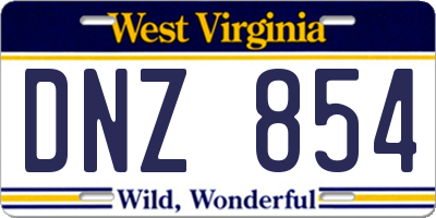 WV license plate DNZ854
