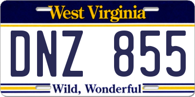 WV license plate DNZ855