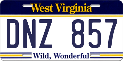 WV license plate DNZ857