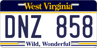 WV license plate DNZ858