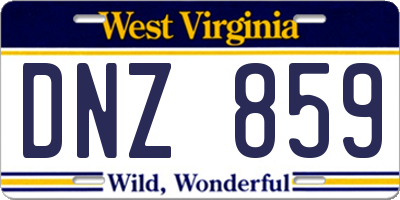 WV license plate DNZ859