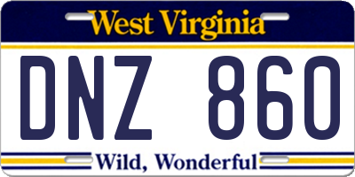 WV license plate DNZ860