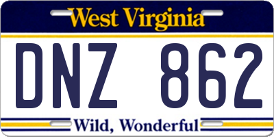 WV license plate DNZ862