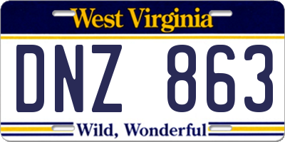 WV license plate DNZ863