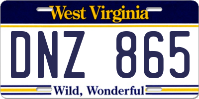 WV license plate DNZ865