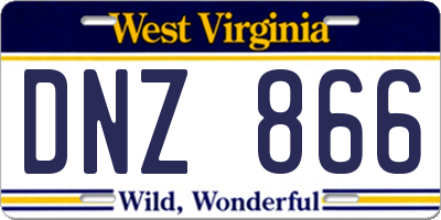 WV license plate DNZ866