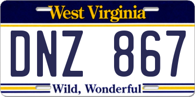 WV license plate DNZ867