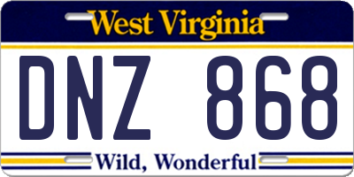 WV license plate DNZ868